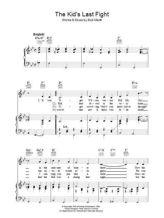 Bob Merrill The Kid's Last Fight sheet music notes and chords. Download Printable PDF.