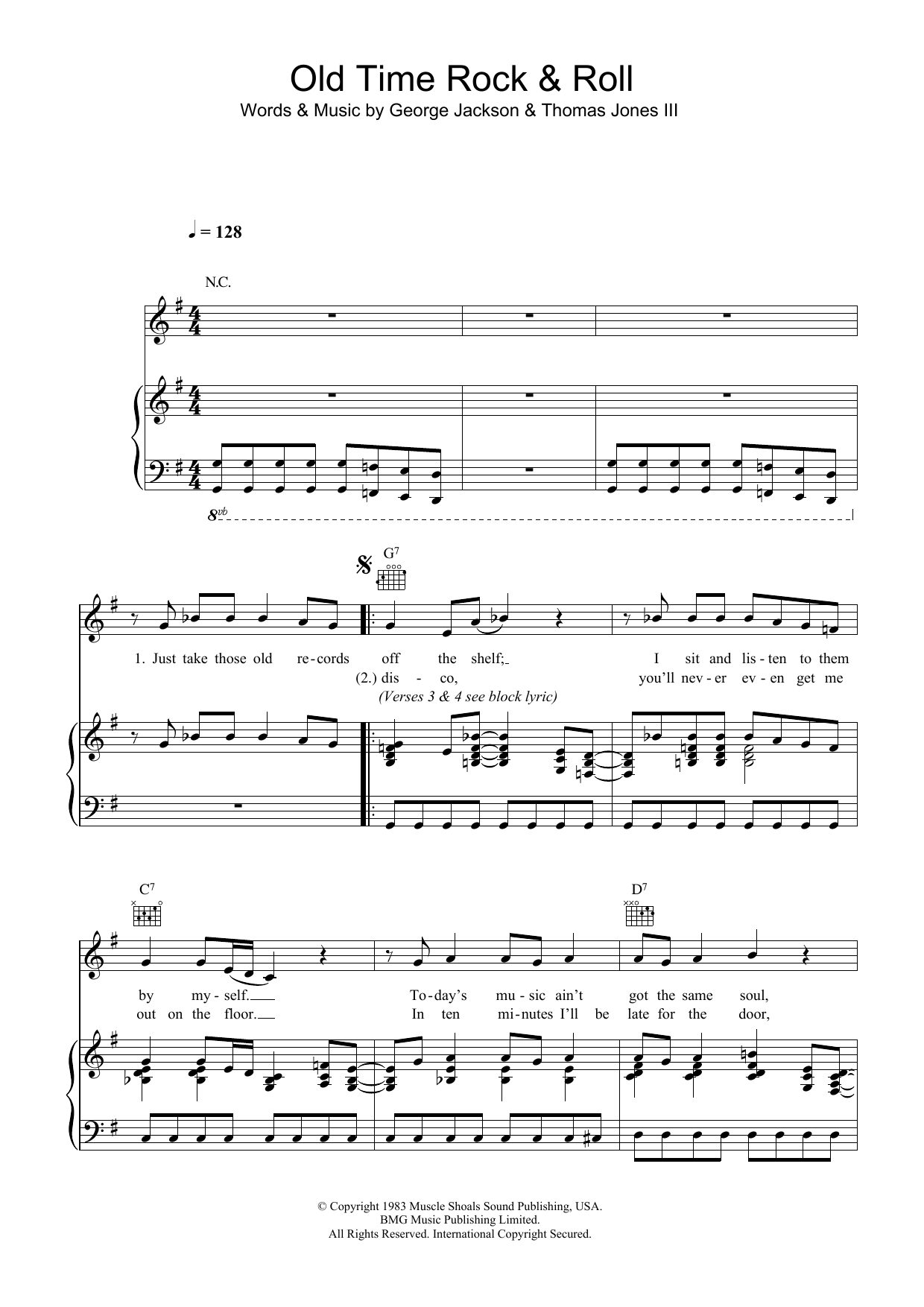 Bob Seger Old Time Rock And Roll sheet music notes and chords. Download Printable PDF.