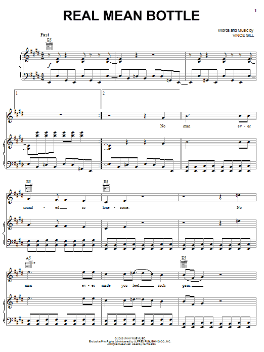 Bob Seger Real Mean Bottle sheet music notes and chords arranged for Piano, Vocal & Guitar Chords (Right-Hand Melody)