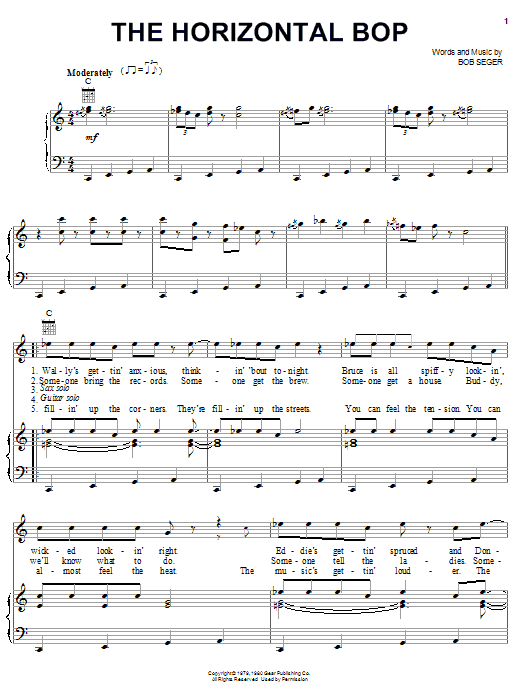 Bob Seger The Horizontal Bop sheet music notes and chords arranged for Guitar Tab