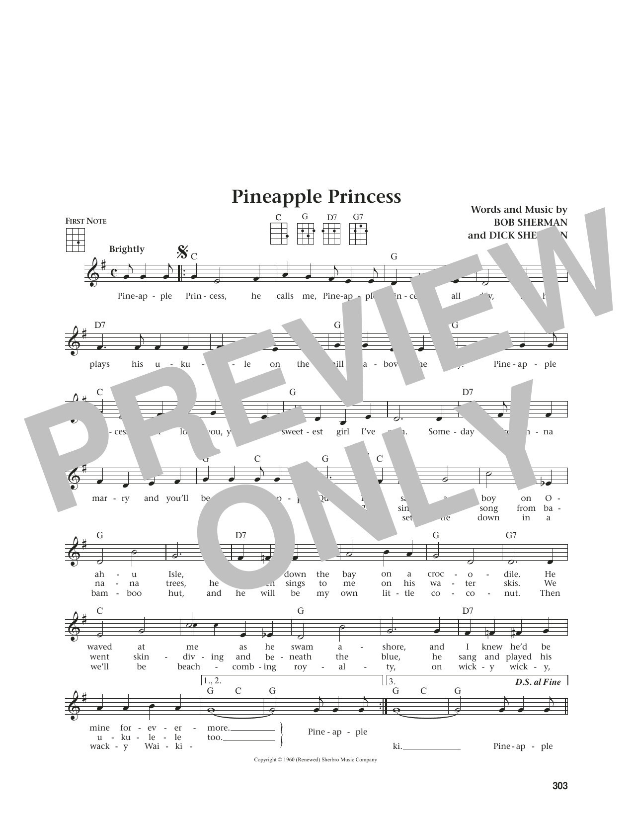 Bob Sherman Pineapple Princess (from The Daily Ukulele) (arr. Jim Beloff) sheet music notes and chords. Download Printable PDF.