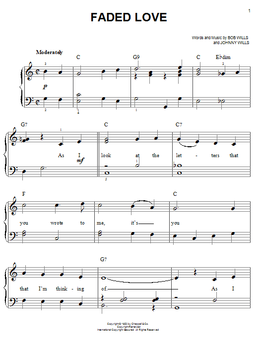 Bob Wills Faded Love sheet music notes and chords. Download Printable PDF.