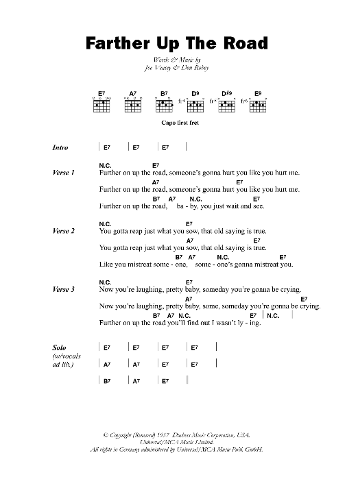 Bobby 'Blue' Bland Farther Up The Road sheet music notes and chords. Download Printable PDF.