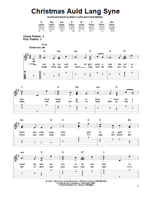 Frank Military Christmas Auld Lang Syne sheet music notes and chords. Download Printable PDF.