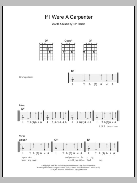 Bobby Darin If I Were A Carpenter sheet music notes and chords. Download Printable PDF.