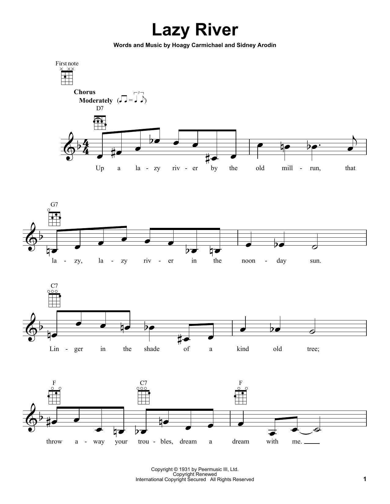 Bobby Darin Lazy River sheet music notes and chords. Download Printable PDF.