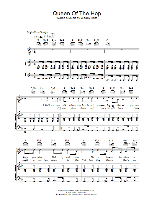 Bobby Darin Queen Of The Hop sheet music notes and chords arranged for Piano, Vocal & Guitar Chords