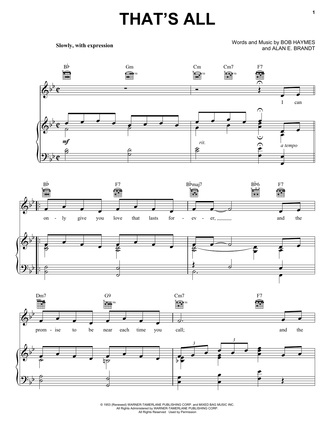 Bobby Darin That's All sheet music notes and chords. Download Printable PDF.