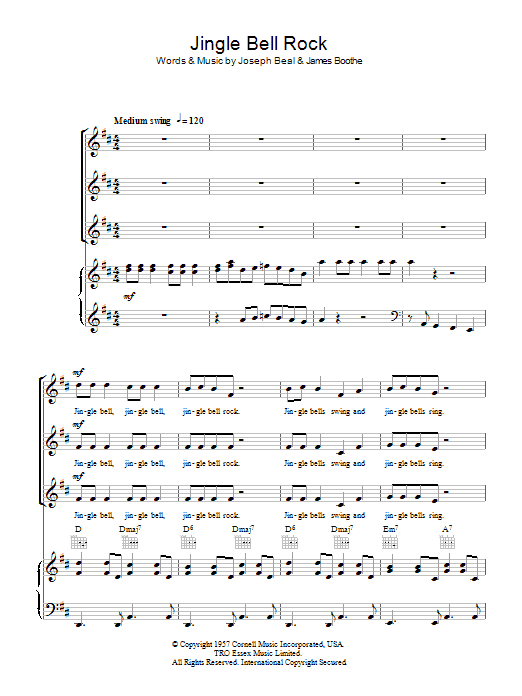 Bobby Helms Jingle Bell Rock (arr. Peter Foggitt) sheet music notes and chords. Download Printable PDF.