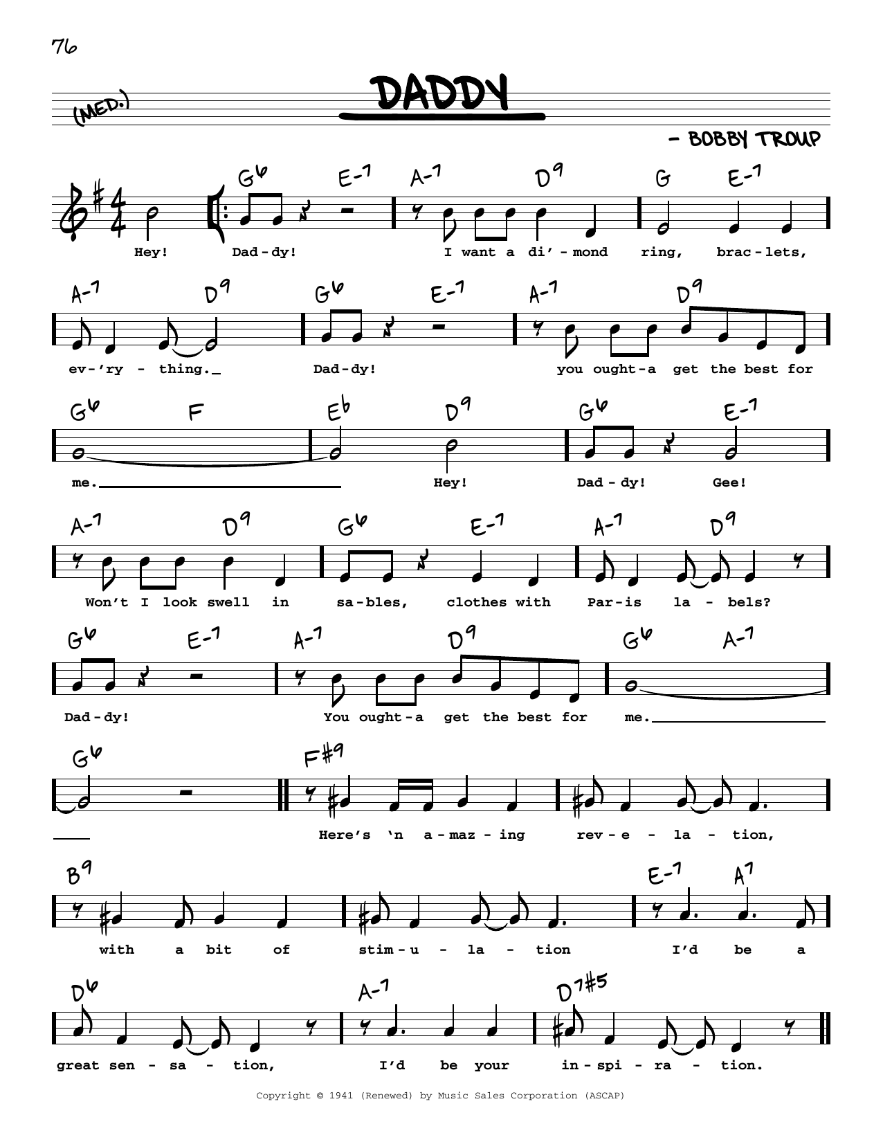 Bobby Troup Daddy (Low Voice) sheet music notes and chords. Download Printable PDF.