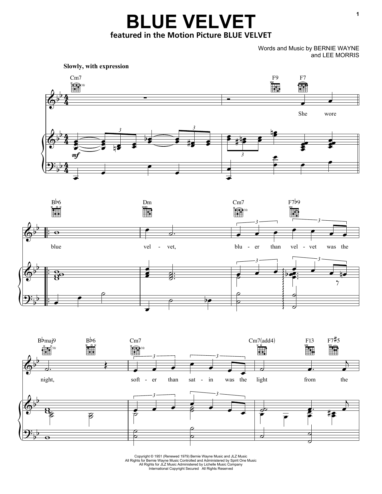 Bobby Vinton Blue Velvet sheet music notes and chords. Download Printable PDF.