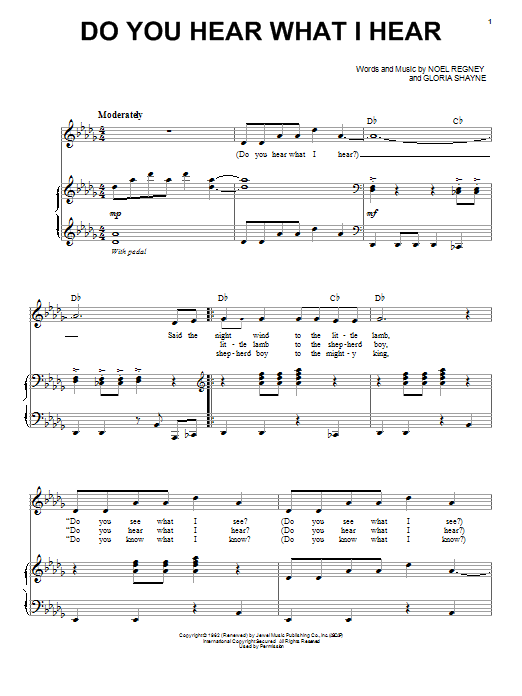 Learn to play Bobby Vinton Do You Hear What I Hear sheet music for Piano & Vocal in minutes. Price: 7.8900$ Bobby Vinton Do You Hear What I Hear sheet music notes and chords arranged for Piano & Vocal