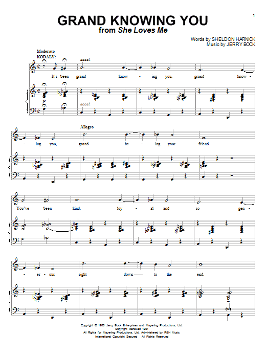 Bock & Harnick Grand Knowing You sheet music notes and chords. Download Printable PDF.