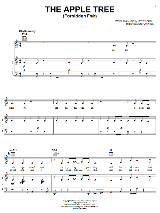 Bock & Harnick The Apple Tree (Forbidden Fruit) sheet music notes and chords. Download Printable PDF.