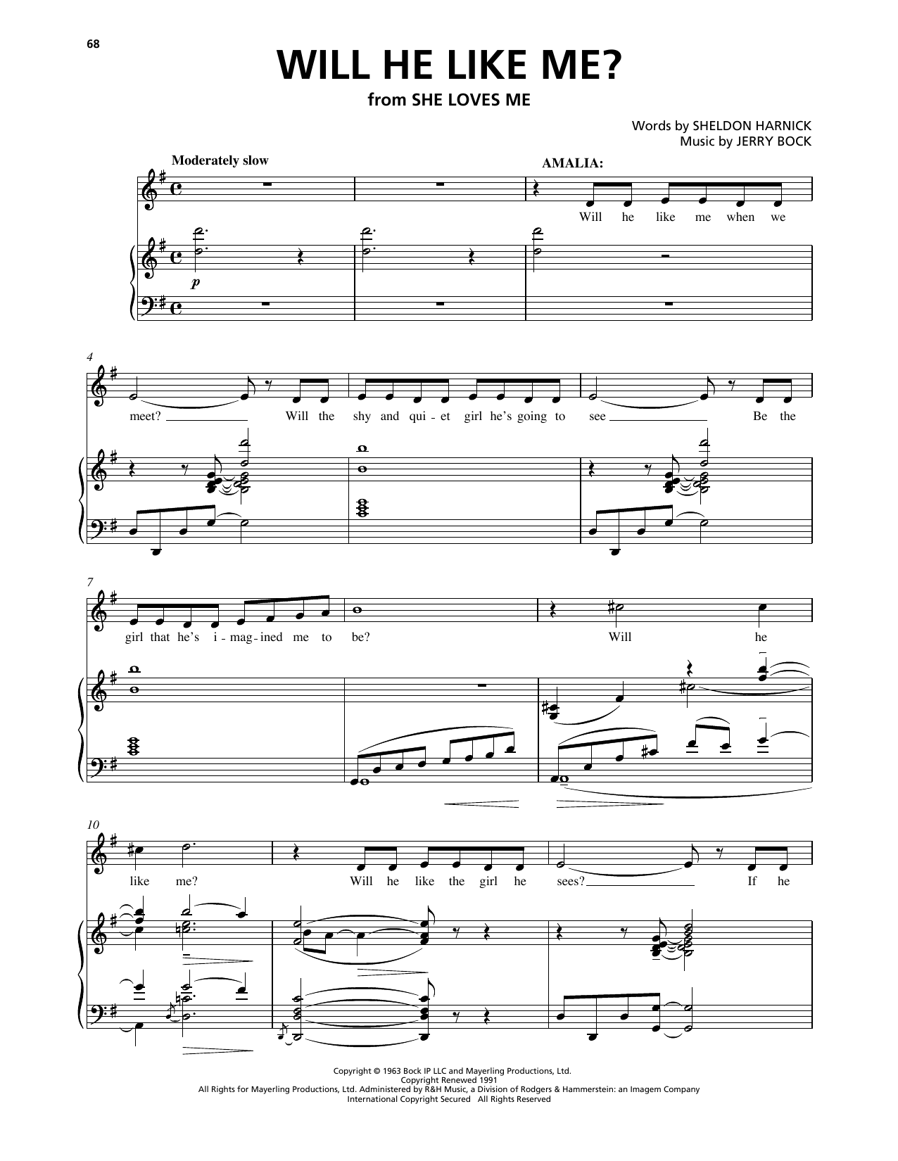 Bock & Harnick Will He Like Me? (from She Loves Me) sheet music notes and chords. Download Printable PDF.