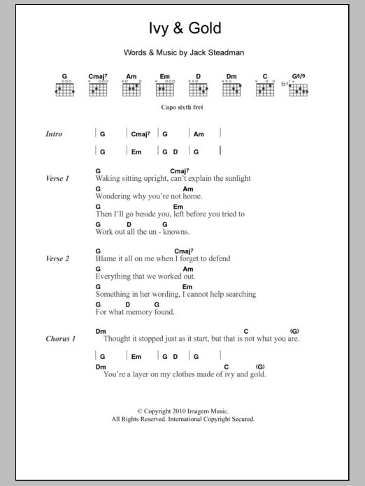 Bombay Bicycle Club Ivy & Gold sheet music notes and chords arranged for Piano, Vocal & Guitar Chords