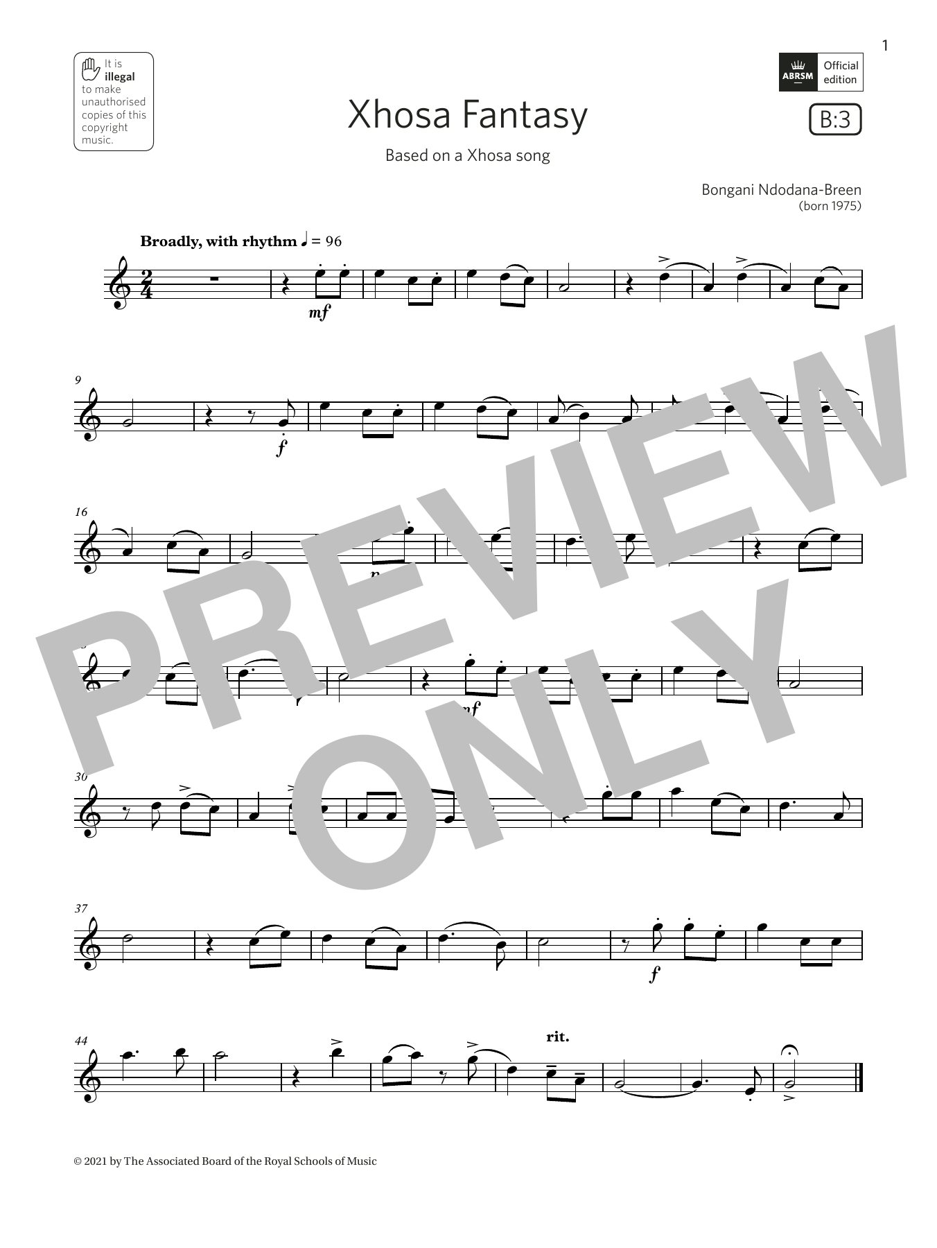 Learn to play Bongani Ndodana-Breen Xhosa Fantasy (Grade 2 List B3 from the ABRSM Saxophone syllabus from 2022) sheet music for Alto Sax Solo in minutes. Price: 5.9900$ Bongani Ndodana-Breen Xhosa Fantasy (Grade 2 List B3 from the ABRSM Saxophone syllabus from 2022) sheet music notes and chords arranged for Alto Sax Solo