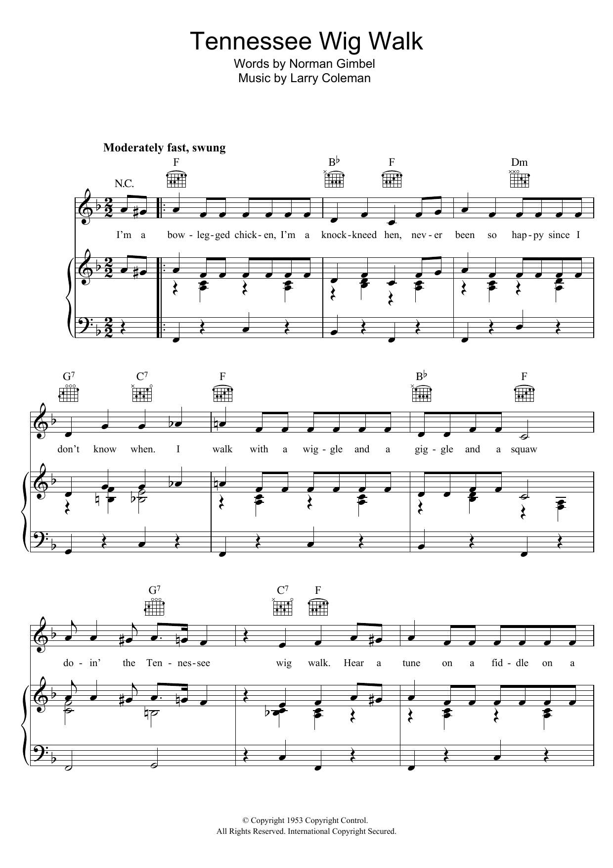 Learn to play Bonnie Lou Tennessee Wig Walk sheet music for Piano, Vocal & Guitar Chords in minutes. Price: 7.8900$ Bonnie Lou Tennessee Wig Walk sheet music notes and chords arranged for Piano, Vocal & Guitar Chords