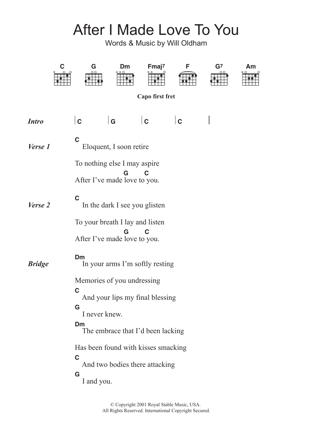 Bonnie ‘Prince’ Billy After I Made Love To You sheet music notes and chords. Download Printable PDF.