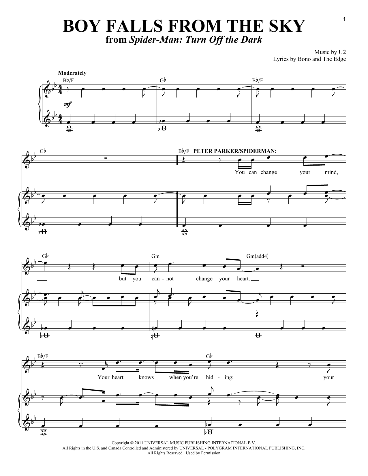 Learn to play Bono & The Edge Boy Falls From The Sky sheet music for Piano, Vocal & Guitar Chords (Right-Hand Melody) in minutes. Price: 7.8900$ Bono & The Edge Boy Falls From The Sky sheet music notes and chords arranged for Piano, Vocal & Guitar Chords (Right-Hand Melody)
