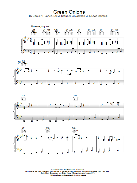 Booker T. and The MGs Green Onions sheet music notes and chords. Download Printable PDF.