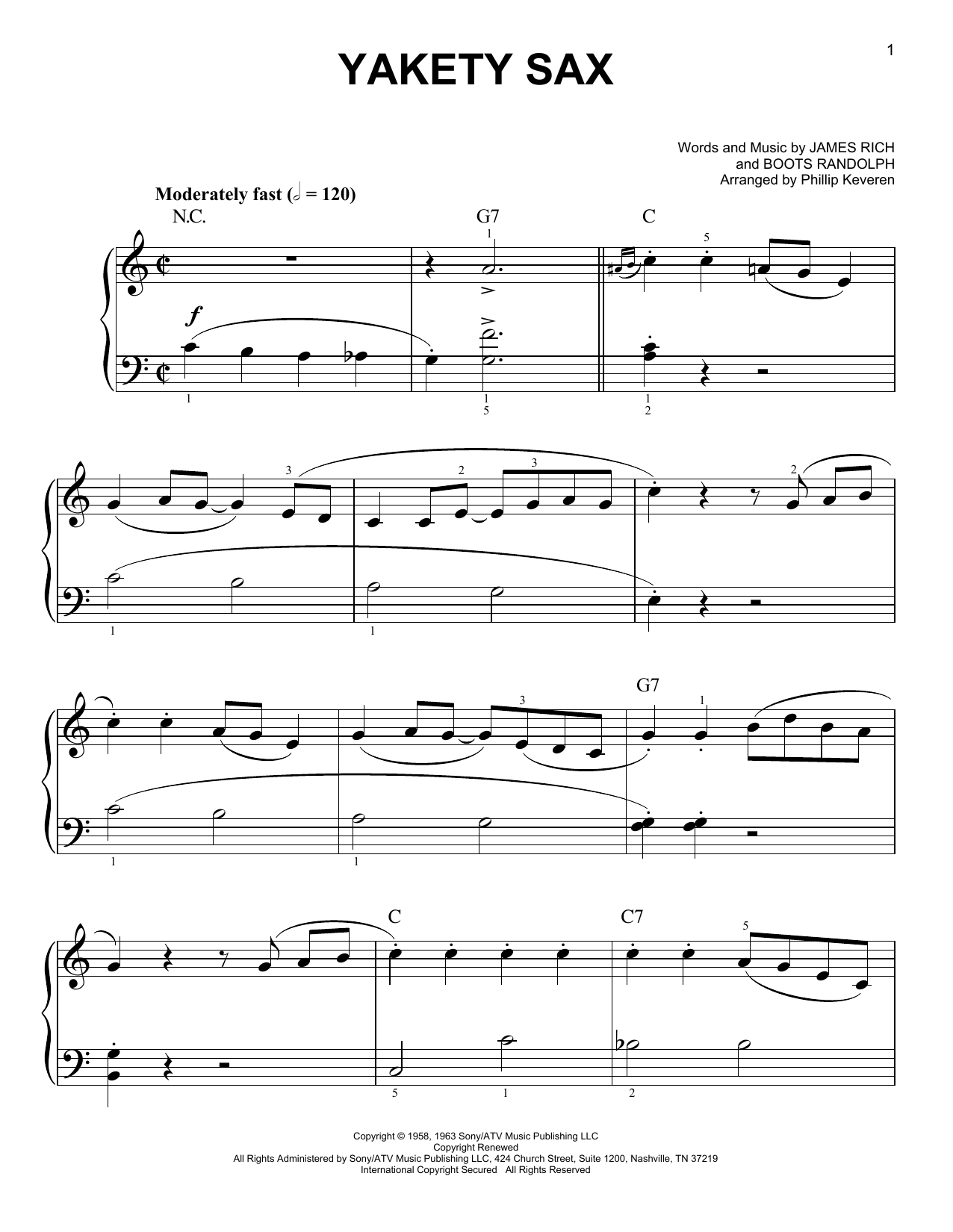 Learn to play Phillip Keveren Yakety Sax sheet music for Easy Piano in minutes. Price: 6.9900$ Phillip Keveren Yakety Sax sheet music notes and chords arranged for Easy Piano