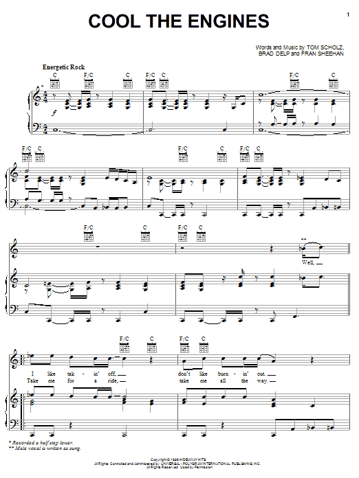 Boston Cool The Engines sheet music notes and chords. Download Printable PDF.