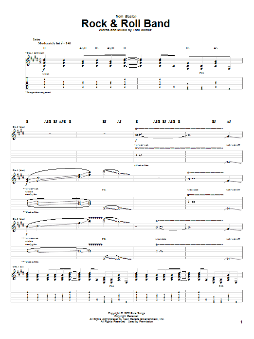 Boston Rock & Roll Band sheet music notes and chords. Download Printable PDF.