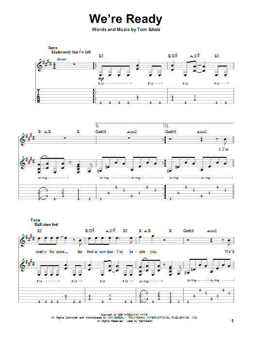 Boston We're Ready sheet music notes and chords. Download Printable PDF.