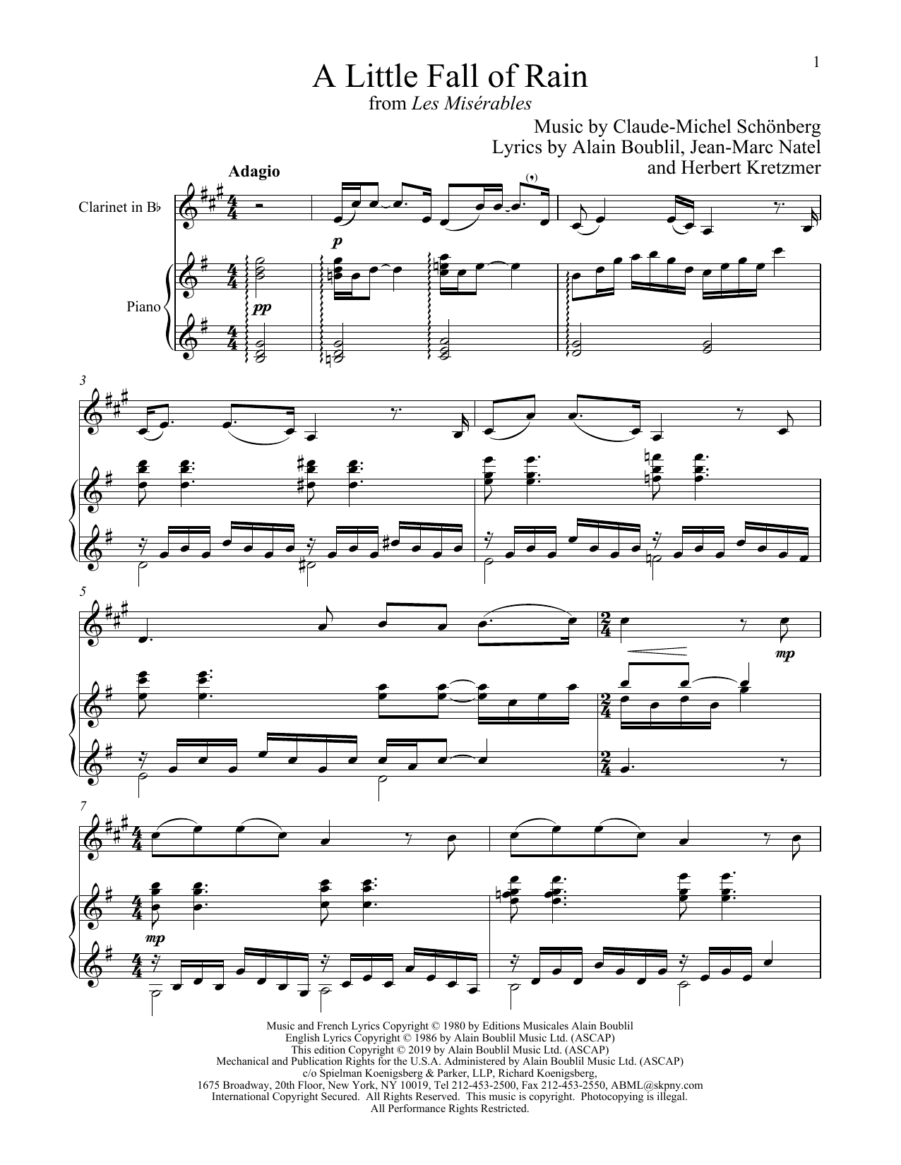 Boublil and Schonberg A Little Fall Of Rain (from Les Miserables) sheet music notes and chords. Download Printable PDF.