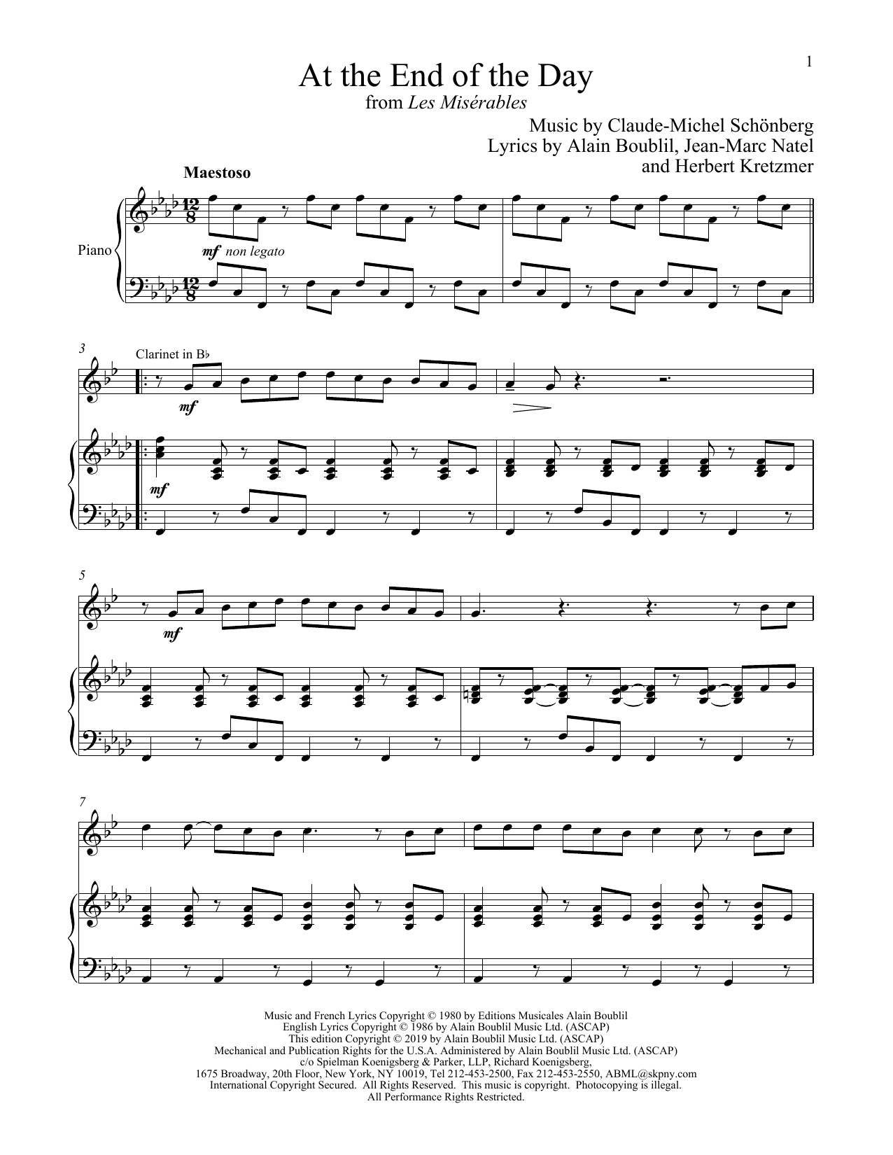 Boublil and Schonberg At The End Of The Day (from Les Miserables) sheet music notes and chords. Download Printable PDF.