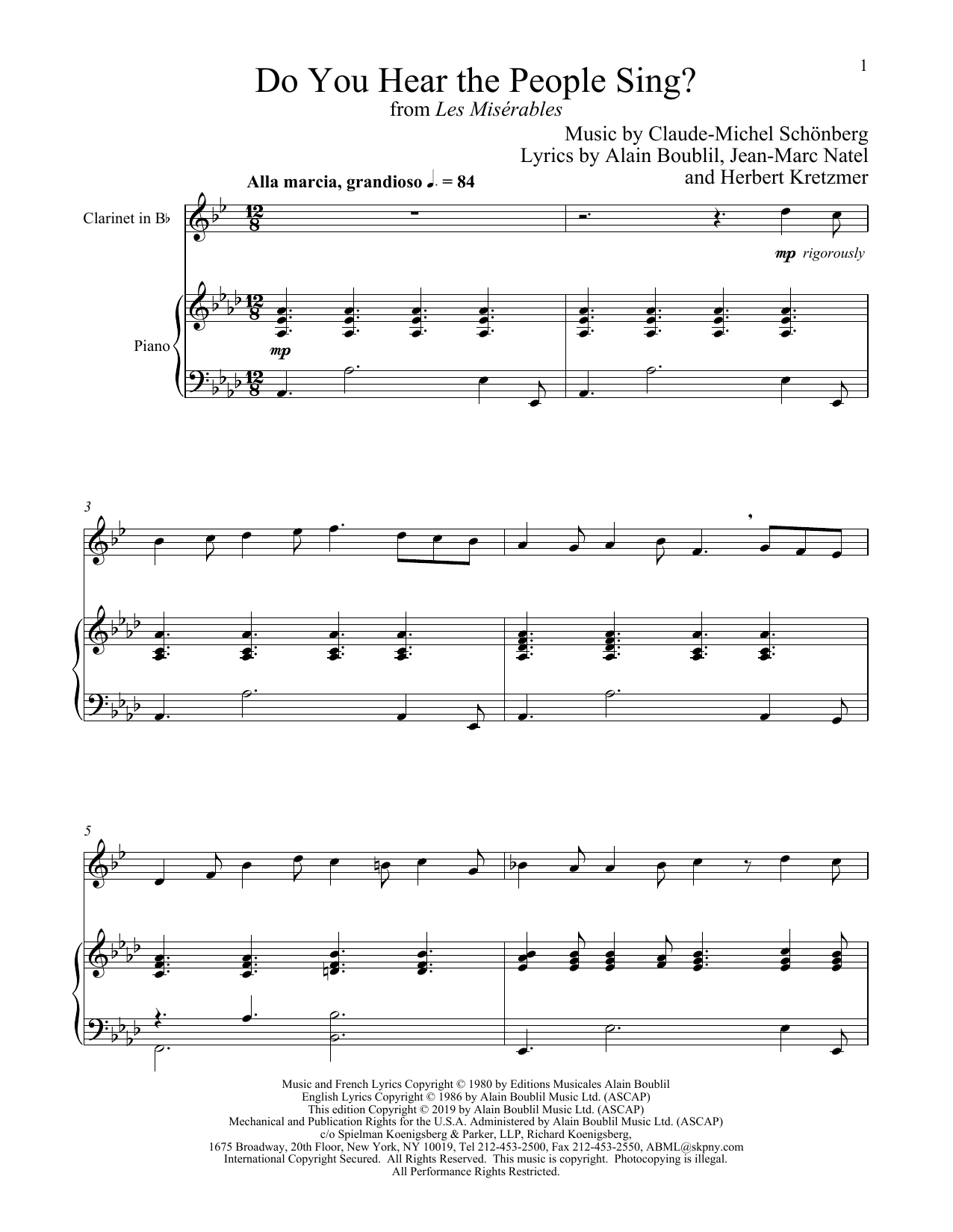 Boublil and Schonberg Do You Hear The People Sing? (from Les Miserables) sheet music notes and chords. Download Printable PDF.