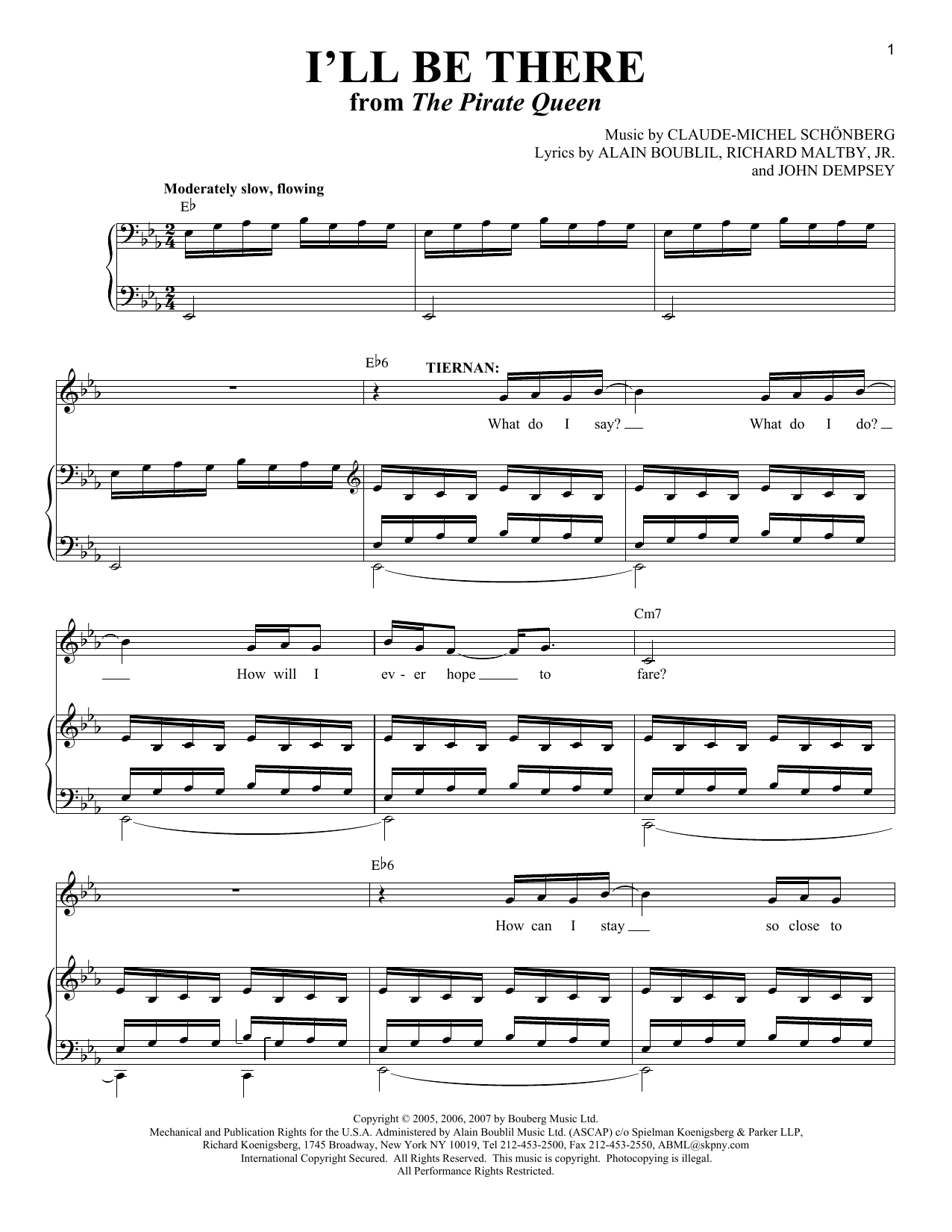 Boublil and Schonberg I'll Be There (from The Pirate Queen) sheet music notes and chords arranged for Piano & Vocal