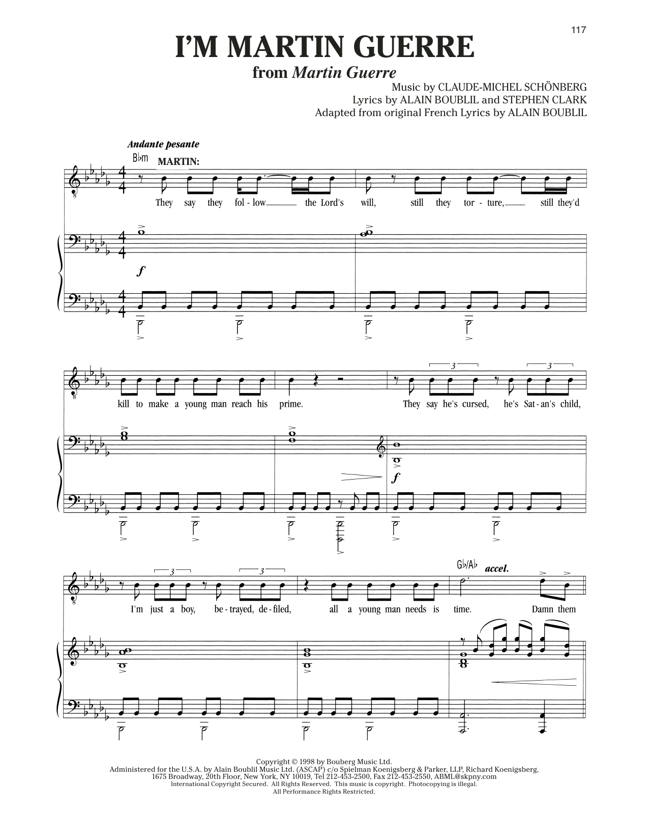Learn to play Boublil and Schonberg I'm Martin Guerre (from Martin Guerre) sheet music for Piano, Vocal & Guitar Chords in minutes. Price: 7.8900$ Boublil and Schonberg I'm Martin Guerre (from Martin Guerre) sheet music notes and chords arranged for Piano, Vocal & Guitar Chords