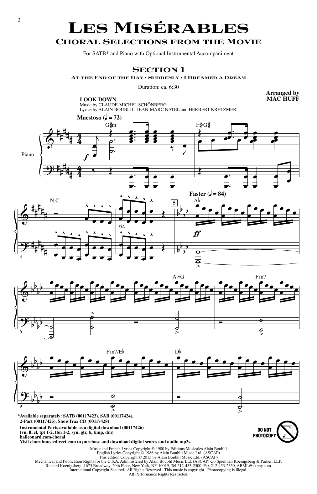 Boublil and Schonberg Les Miserables (Choral Selections From The Movie) (arr. Mac Huff) sheet music notes and chords. Download Printable PDF.