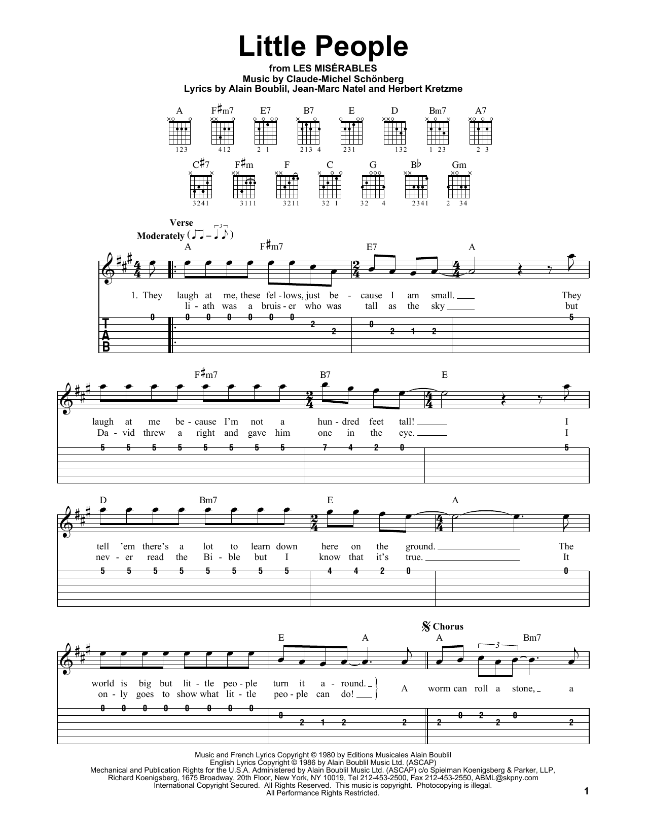 Boublil and Schonberg Little People (from Les Miserables) sheet music notes and chords. Download Printable PDF.