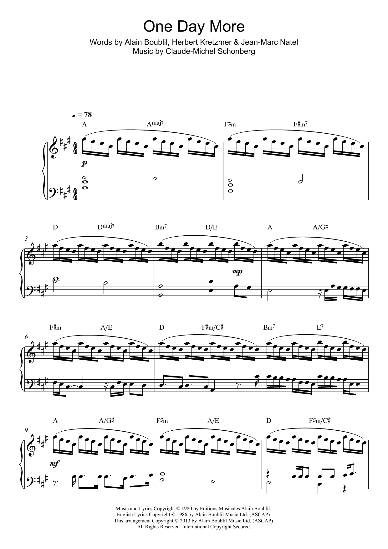 Learn to play Boublil and Schonberg One Day More (from Les Miserables) sheet music for Piano Solo in minutes. Price: 7.8900$ Boublil and Schonberg One Day More (from Les Miserables) sheet music notes and chords arranged for Piano Solo