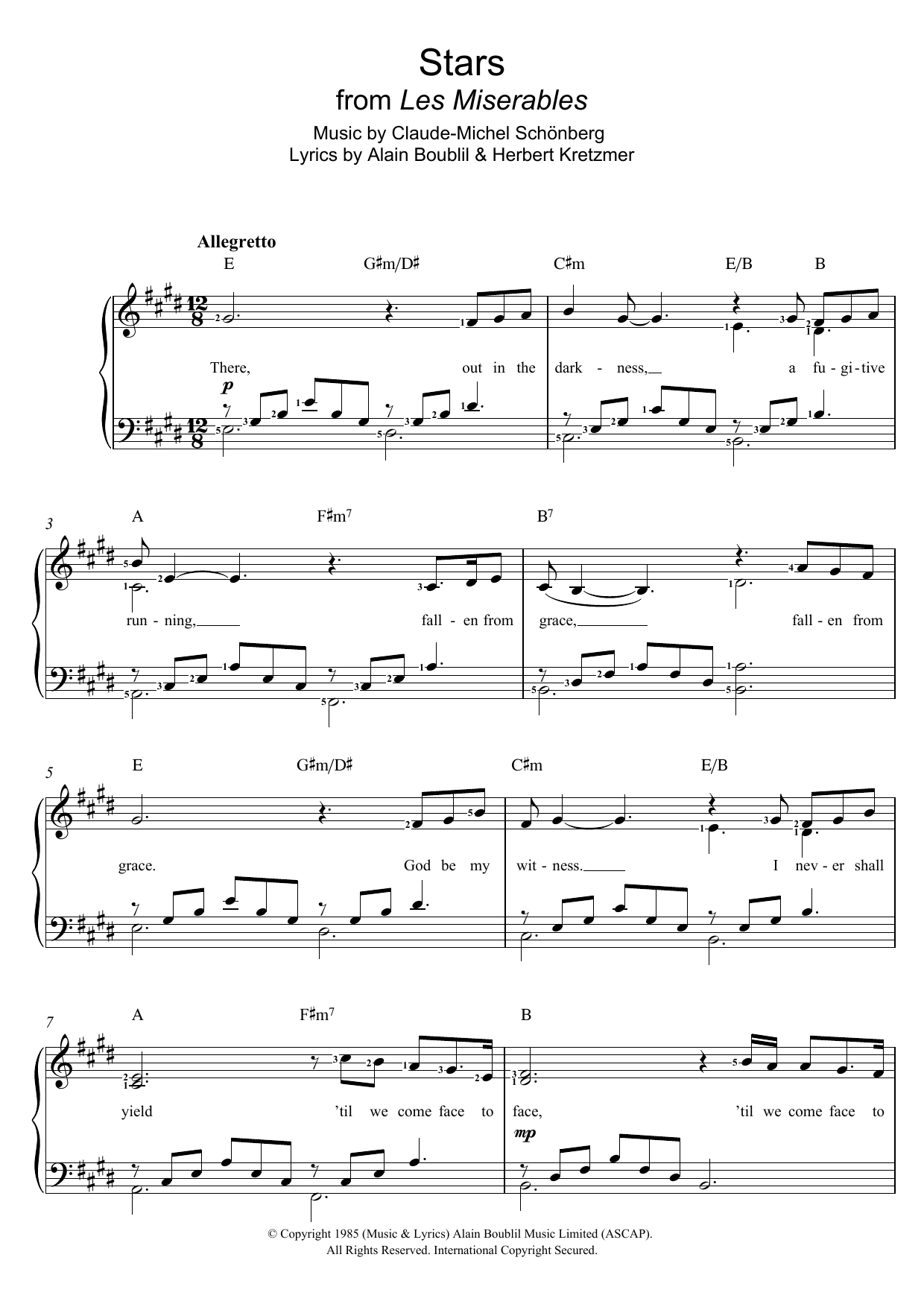 Boublil and Schonberg Stars (from Les Miserables) sheet music notes and chords. Download Printable PDF.