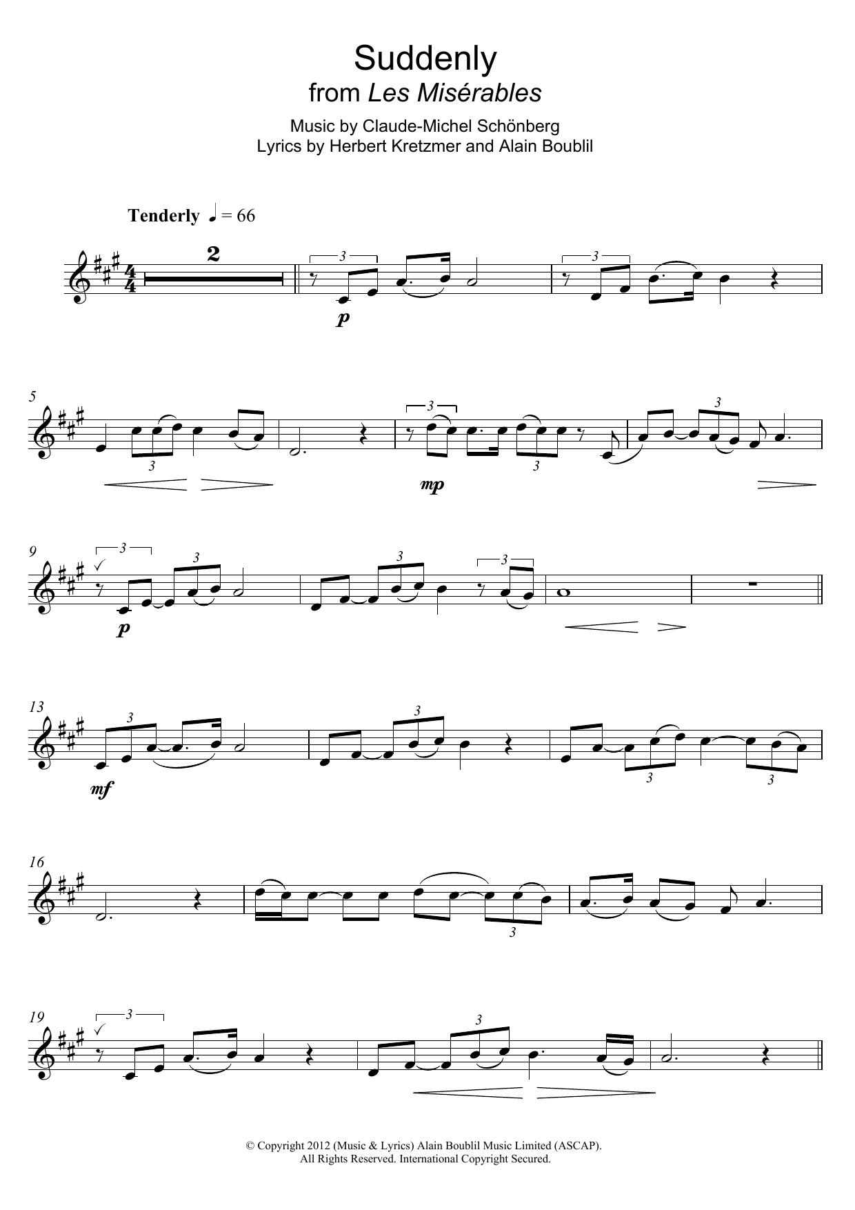 Boublil and Schonberg Suddenly (from Les Miserables The Movie) sheet music notes and chords. Download Printable PDF.