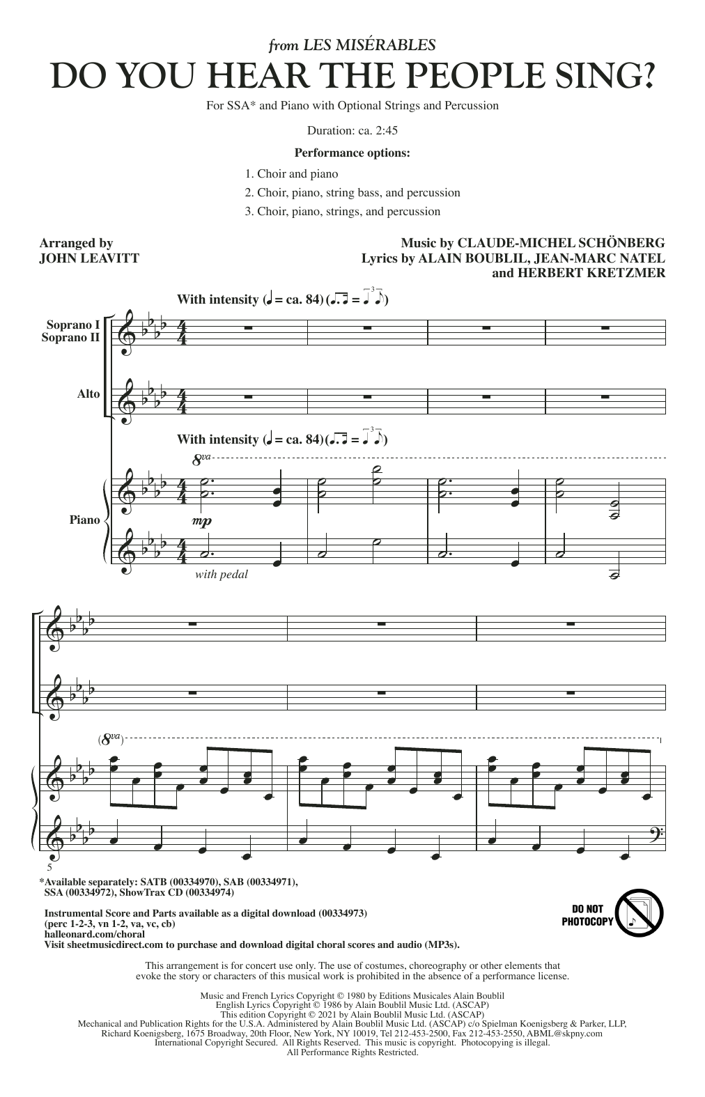 Boublil & Schönberg Do You Hear The People Sing? (from Les Misérables) (arr. John Leavitt) sheet music notes and chords. Download Printable PDF.