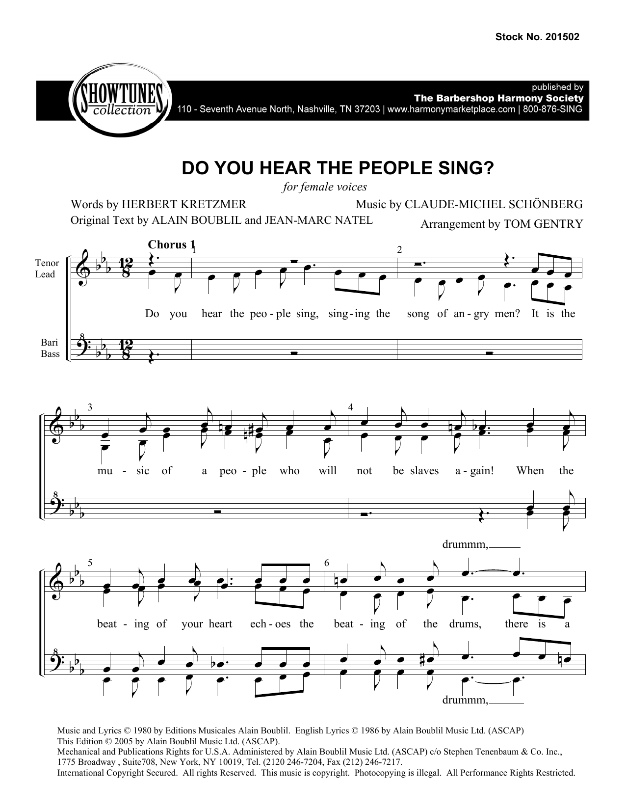 Boublil & Schonberg Do You Hear The People Sing? (from Les Miserables) (arr. Tom Gentry) sheet music notes and chords. Download Printable PDF.