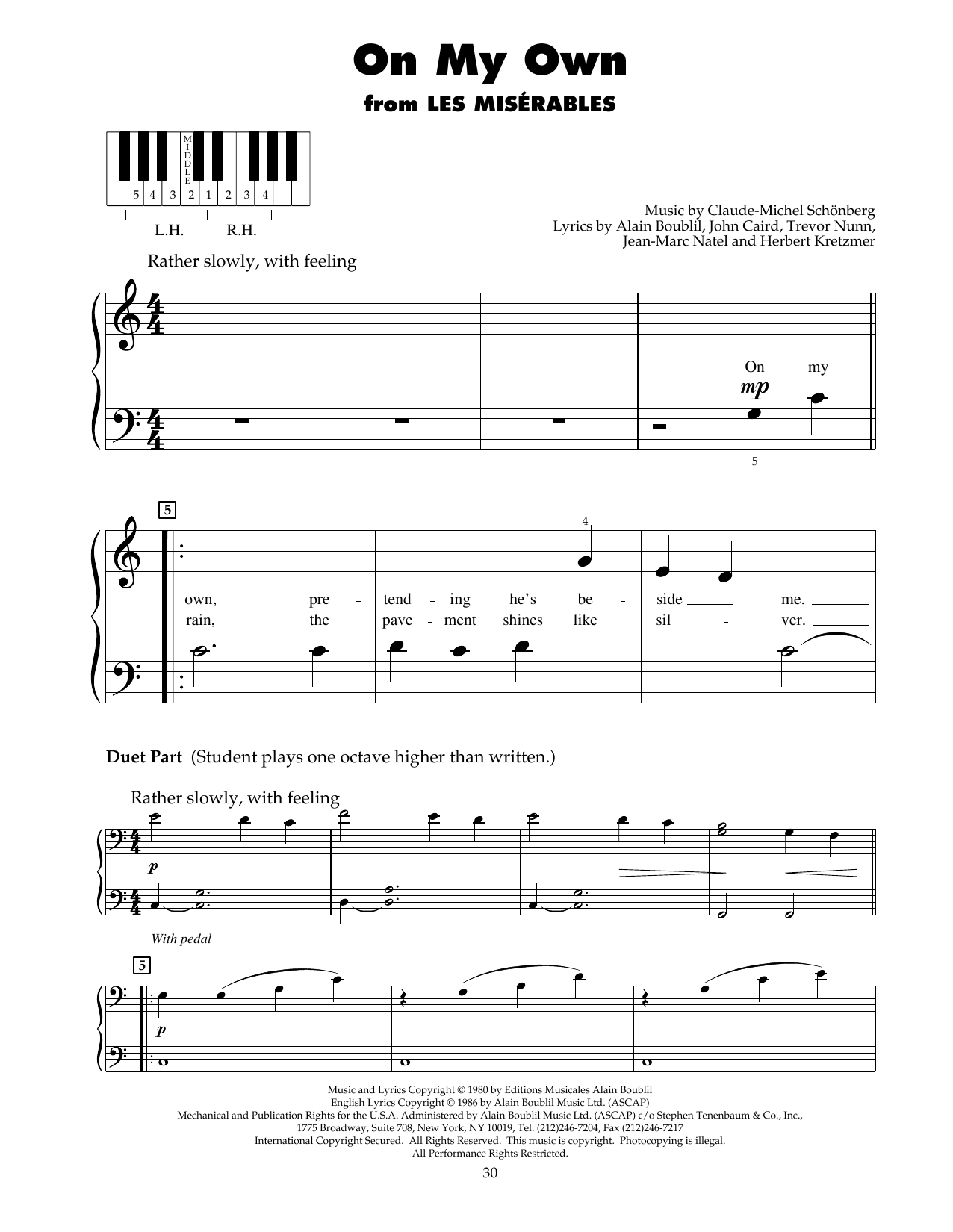 Boublil & Schonberg On My Own (from Les Miserables) sheet music notes and chords. Download Printable PDF.