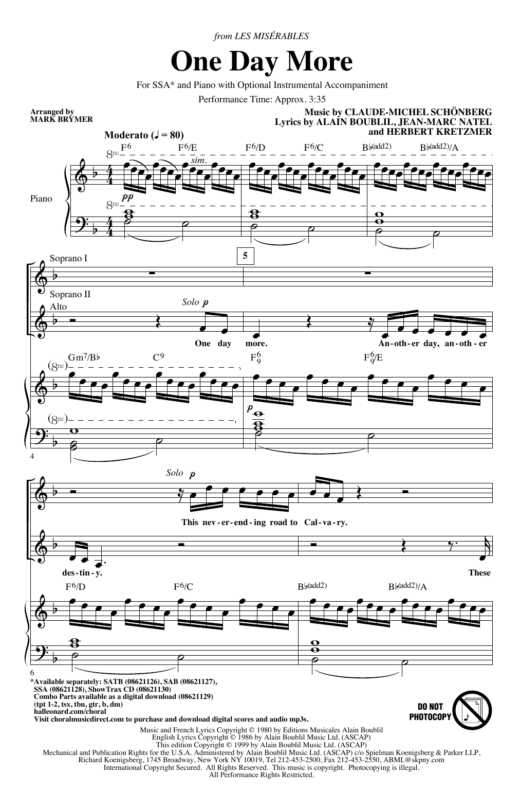 Boublil & Schonberg One Day More (from Les Miserables) (arr. Mark Brymer) sheet music notes and chords. Download Printable PDF.