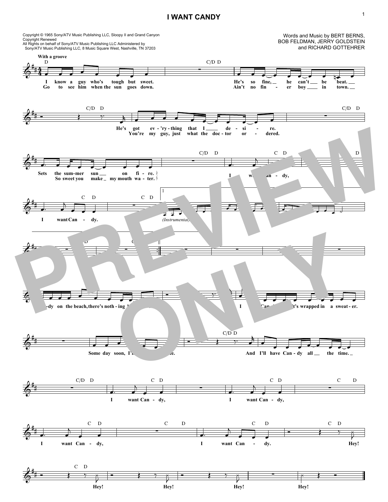 Bow Wow Wow I Want Candy sheet music notes and chords. Download Printable PDF.