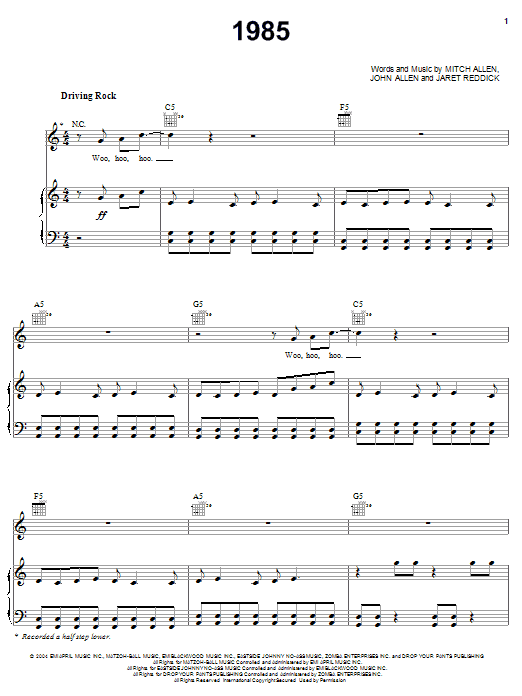 Learn to play Bowling For Soup 1985 sheet music for Piano, Vocal & Guitar Chords (Right-Hand Melody) in minutes. Price: 7.8900$ Bowling For Soup 1985 sheet music notes and chords arranged for Piano, Vocal & Guitar Chords (Right-Hand Melody)