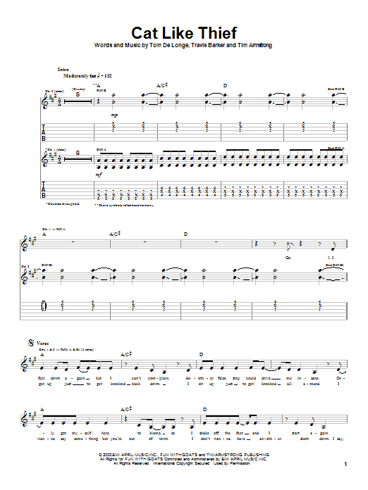 Learn to play Box Car Racer Cat Like Thief sheet music for Guitar Tab in minutes. Price: 7.8900$ Box Car Racer Cat Like Thief sheet music notes and chords arranged for Guitar Tab