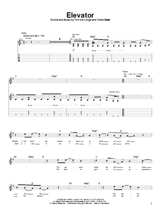 Learn to play Box Car Racer Elevator sheet music for Guitar Tab in minutes. Price: 7.8900$ Box Car Racer Elevator sheet music notes and chords arranged for Guitar Tab