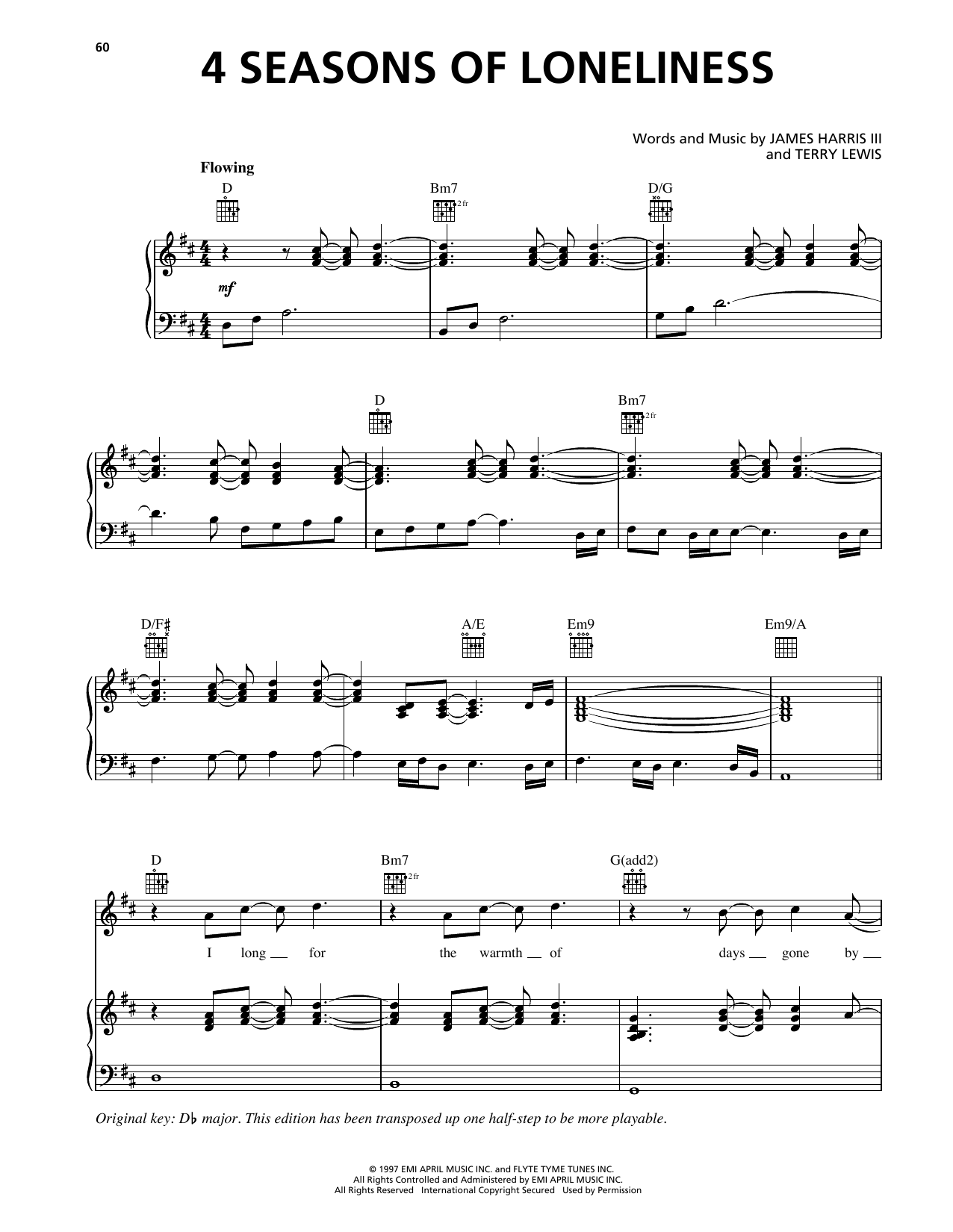 Learn to play Boyz II Men 4 Seasons Of Loneliness sheet music for Piano, Vocal & Guitar Chords (Right-Hand Melody) in minutes. Price: 7.8900$ Boyz II Men 4 Seasons Of Loneliness sheet music notes and chords arranged for Piano, Vocal & Guitar Chords (Right-Hand Melody)