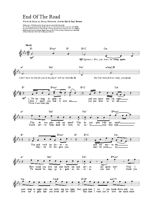 Boyz II Men End Of The Road sheet music notes and chords. Download Printable PDF.