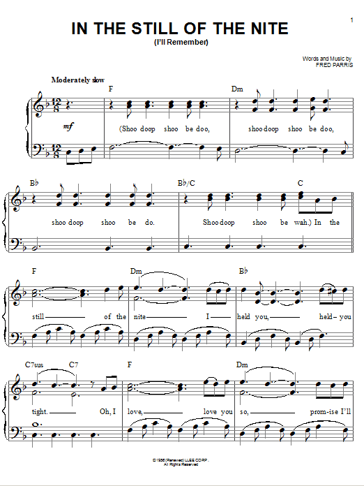 Boyz II Men In The Still Of The Nite (I'll Remember) sheet music notes and chords. Download Printable PDF.